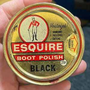 Vintage Esquire Shoe Polish Tin Black Made In USA New York